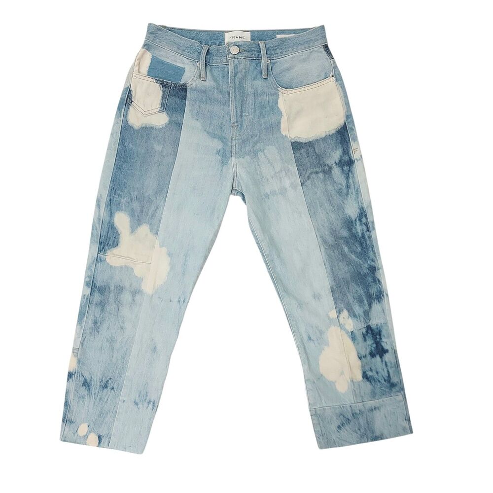 FRAME Le Original Bleached High Waist Jeans Womens 26 Blue Straight Leg Retro